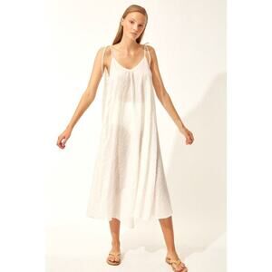Solid & Striped Women’s Mid Solid Striped Sheer Cover-up Coastal Beachy Dress L